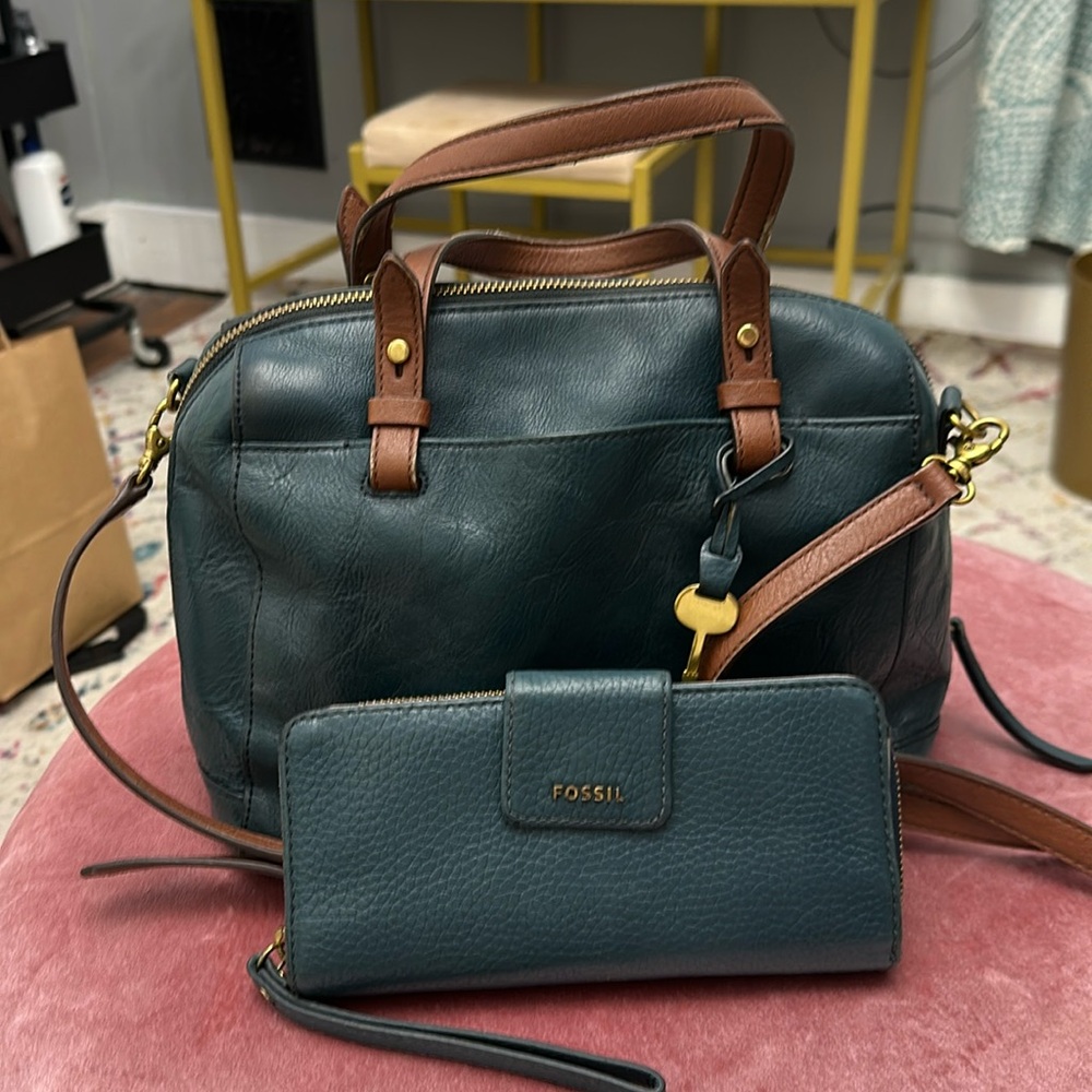 Fossil Sydney satchel and Madison wallet bundle